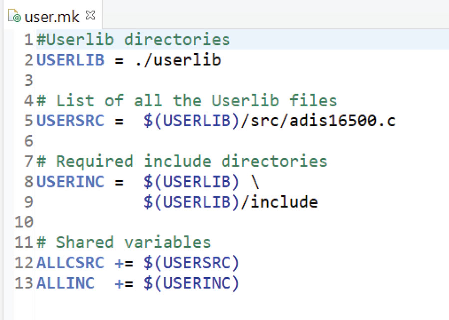 Figure 2. A userlib makefile.