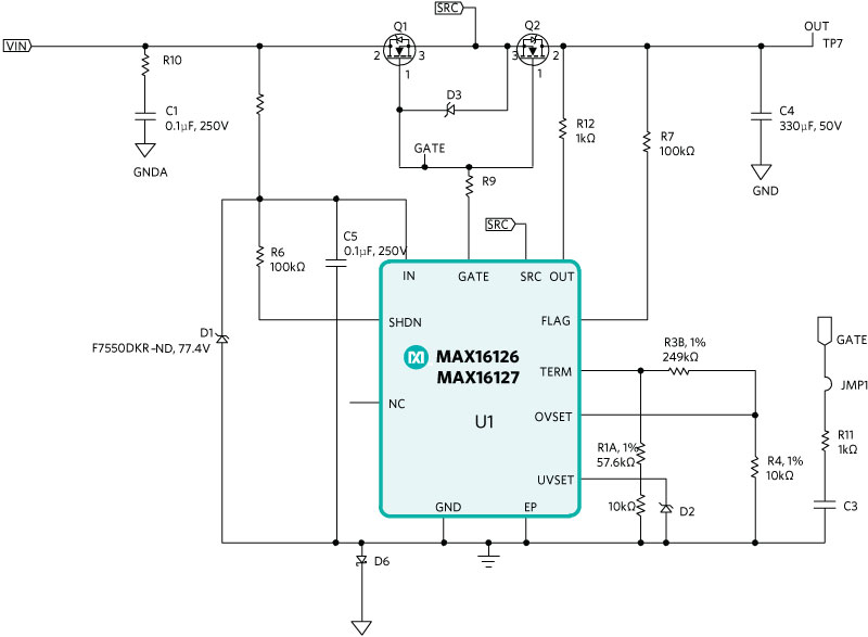Figure 5. Increase the protection range of the MAX16126/MAX16127