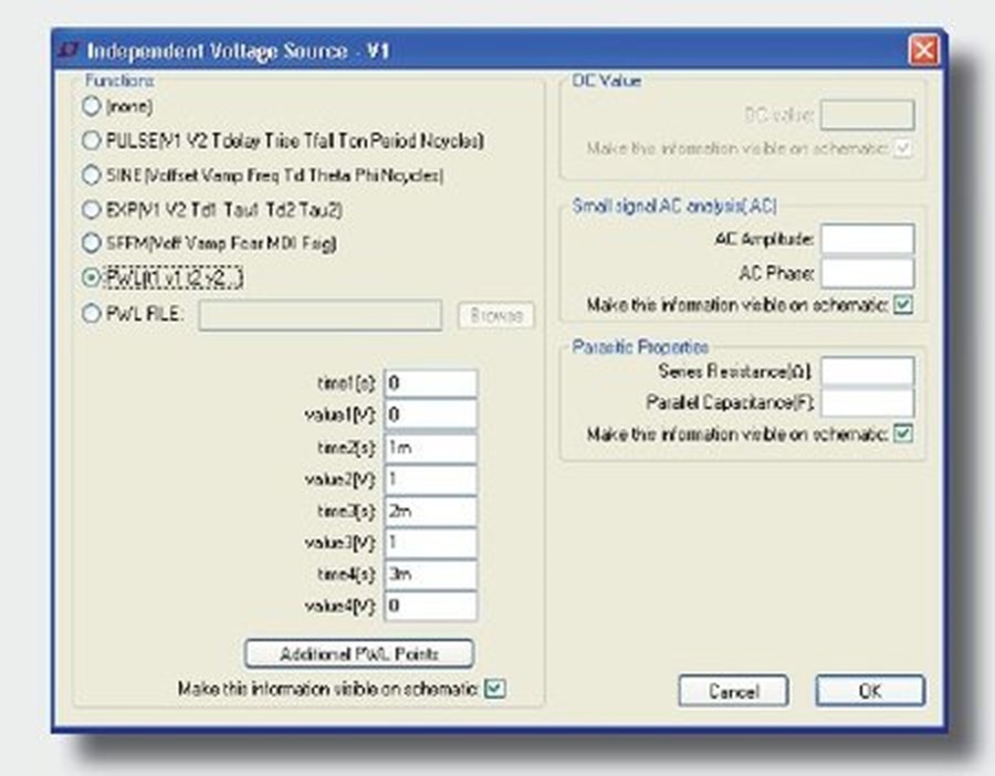 LTspice: Piecewise Linear Functions for Voltage & Current Sources ...