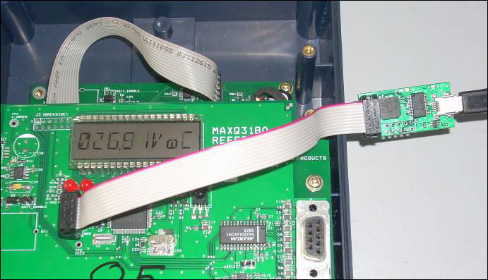 Figure 14. Proper connection of the JTAG cable to the cold board