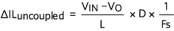 Equation 1. Peak-to-peak current ripple.