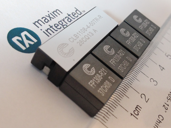 Figure 3. Magnetics of comparable efficiency for 4-phase 12V to 1V solution: four discrete 210nH inductors and a single coupled 50nH part. Graphic courtesy of Eaton Electronics.