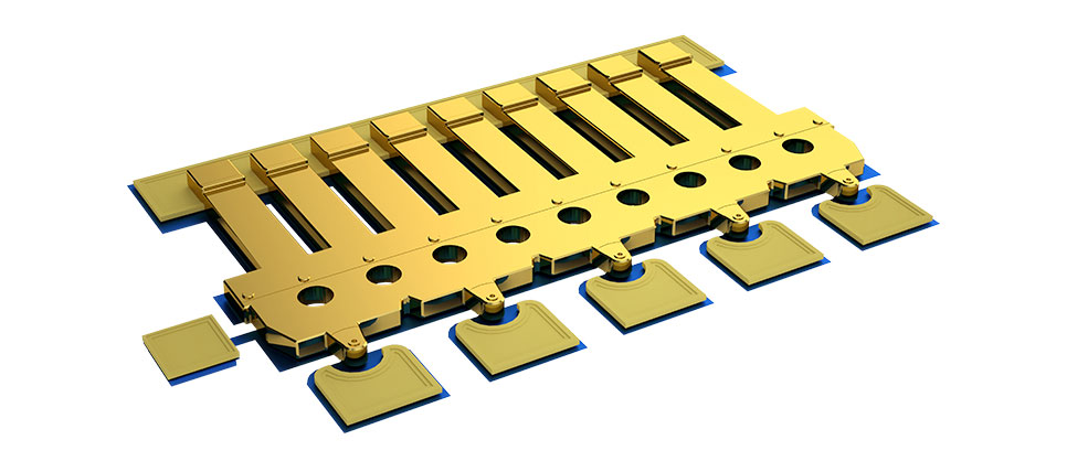 Close up graphic showing one MEMS cantilever switch beam