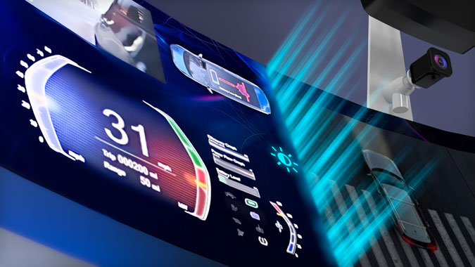 High and low contrast comparison of Unified Car LED screen