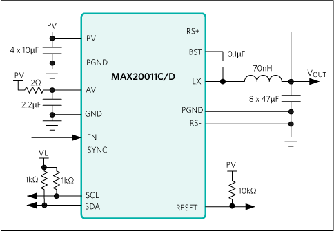 MAX20011C, MAX20011D: Simplified Block Diagram