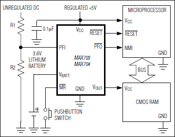 MAX703、MAX704：典型工作电路