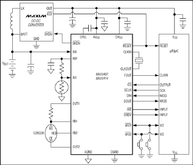 MAX1407、MAX1408、MAX1409、MAX1414：典型工作电路