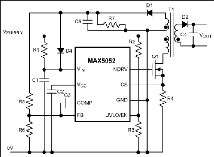 MAX5052、MAX5053：典型工作电路