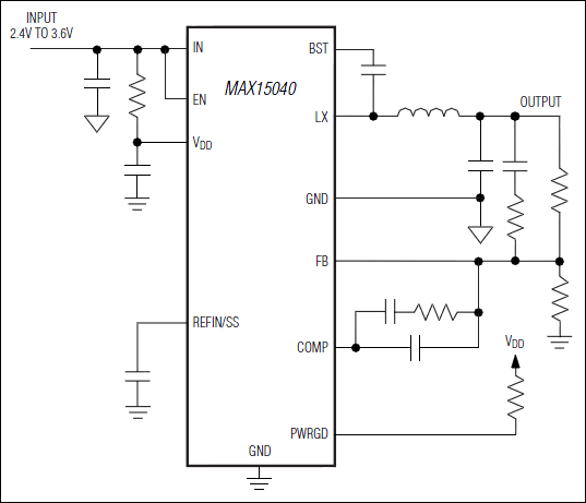 MAX15040：典型工作电路