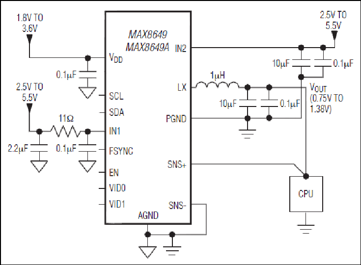 MAX8649：典型工作电路