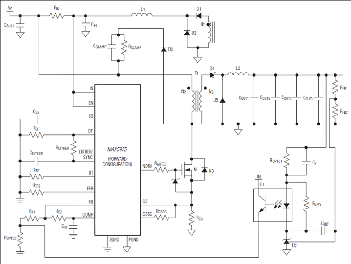 MAX5975A、MAX5975B：典型应用电路