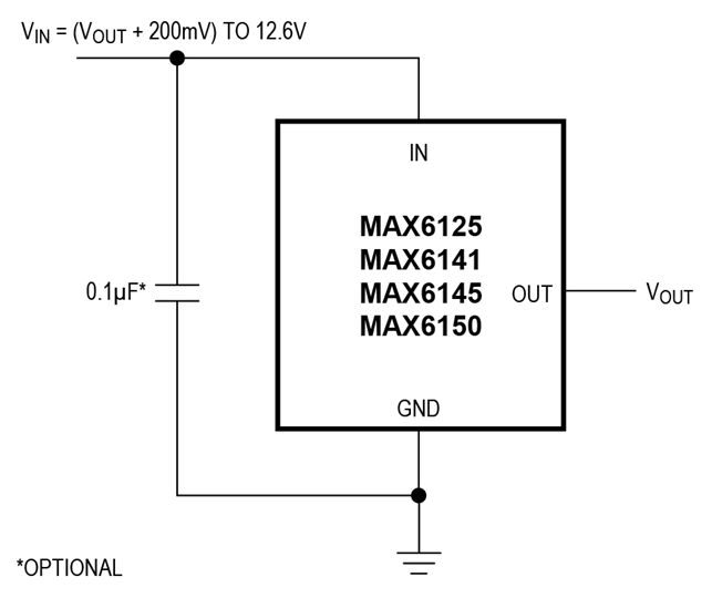 MAX6125/MAX6141/MAX6145/MAX6150 Circuit Diagram