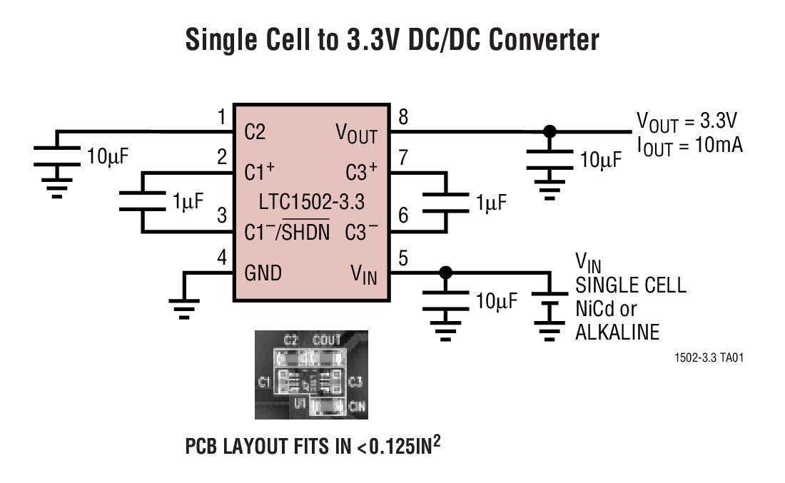 Single Cell to 3.3V DC/DC Converter