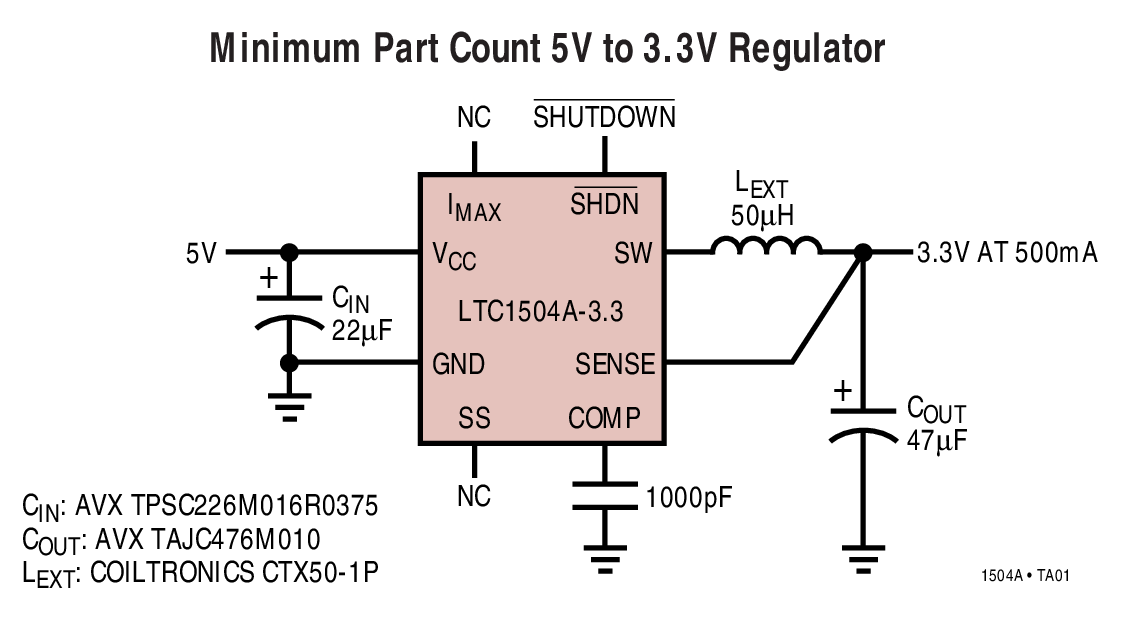 Minimum Part Count 5V to 3.3V Regulator