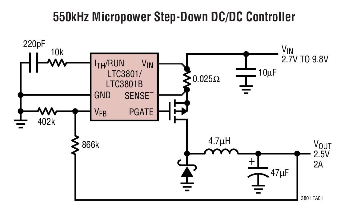 550kHz Micropower Step-Down DC/DC Controller
