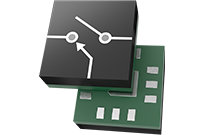 Digital switch symbol on a black block over a green circuit.