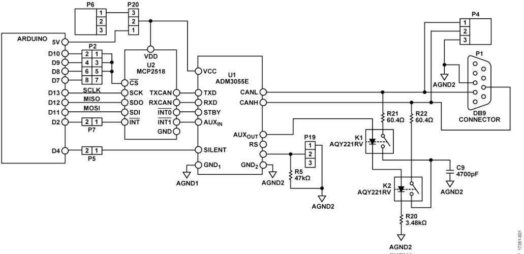 Simplified Schematic of EVAL-ADM3055E-ARDZ