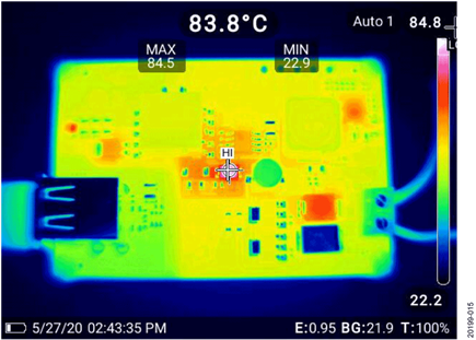 Figure 15. Thermal Image of EVAL-CN0509-EBZ at 5.62 V, 2 A Output Charging a Load for One Hour