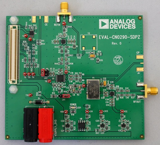 EVAL-CN0290-SDPZ板的照片(连接至EVAL-SDP-CS1Z板)
