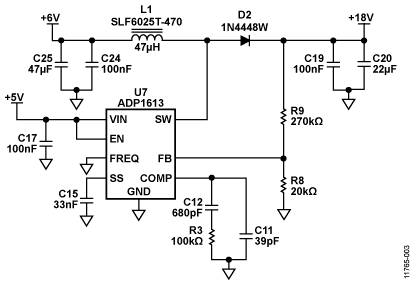 ADP1613 Boost Regulator Circuit
