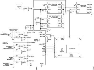 AD7124-4/AD7124-8 Thermocouple Measurement Configuration