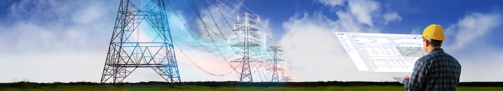 Engineer monitoring smart grid data.