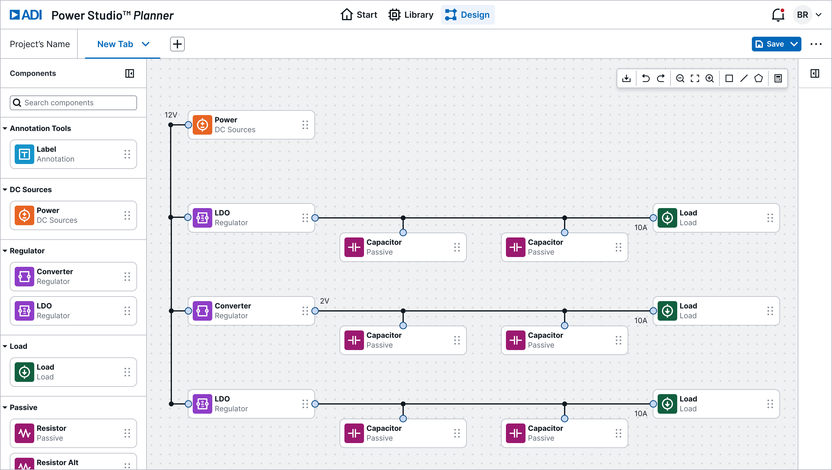Power Tree Interactive Block Diagram Design