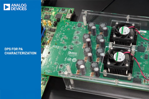 Analog Devices circuit board with cooling fans for PA characterization