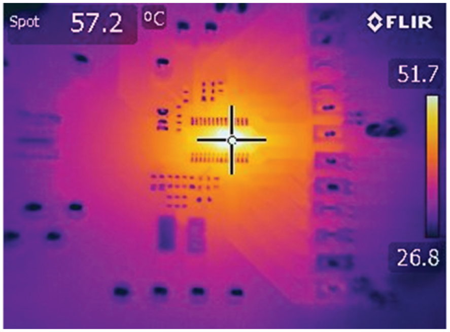 Figure 8. The MAX25608 thermal camera capture under 1.5 A condition.