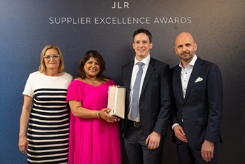 Barbara Bergmeier (Executive Director, Industrial Operations, JLR Board Member), Shalini Palmer (Corporate Vice President, EMEA, ADI), Andy Wells (Principal Account Manager, ADI), Tobias Moch (Chief Purchasing Officer, JLR)