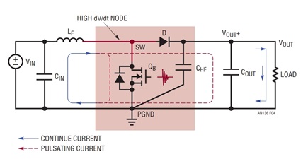 Figure 4. Continuous and Pulsating Current Paths of a Boost Converter
