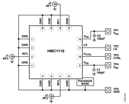Figure 6. HMC1118 Evaluation Board Schematic