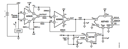 Figure 1. Circuit Used to Measure −48 V Current (Simplified Schematic).
