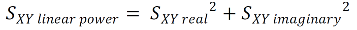 Equation 1. Conversion of real-imaginary S-parameters to linear power.
