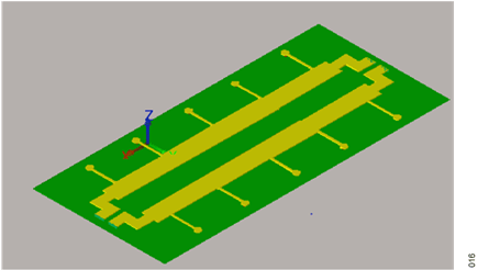 Figure 15. Differential microstrip high pass filter
