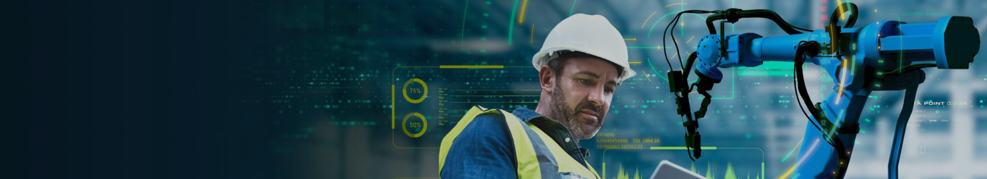 man in hard hat in a robotic lab