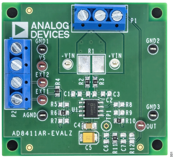 AD8411AR-EVALZ Evaluation Board Top View