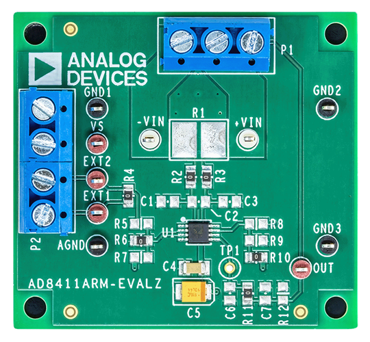AD8411ARM-EVALZ Evaluation Board - Top View
