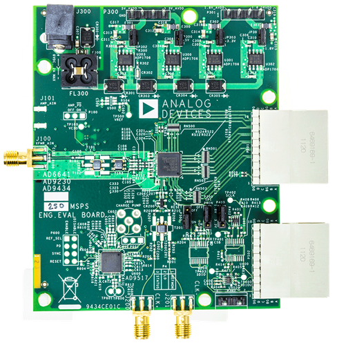 Dual 10-16 bit 20-125MSPS ADC Evaluation Board - Top View