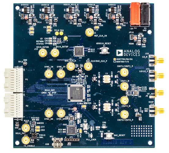 EVAL-AD9779A Evaluation Board - Top View
