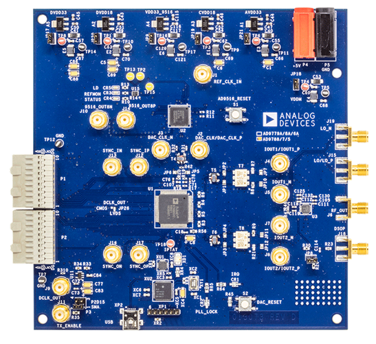 EVAL-AD9788 Evaluation Board - Top View