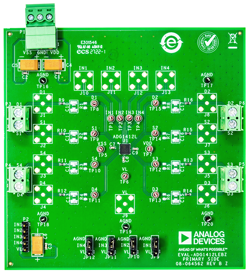 EVAL-ADG1412LEBZ Evaluation Board - Top View