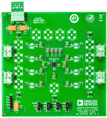 EVAL-ADG1412LEBZ Evaluation Board - Top View