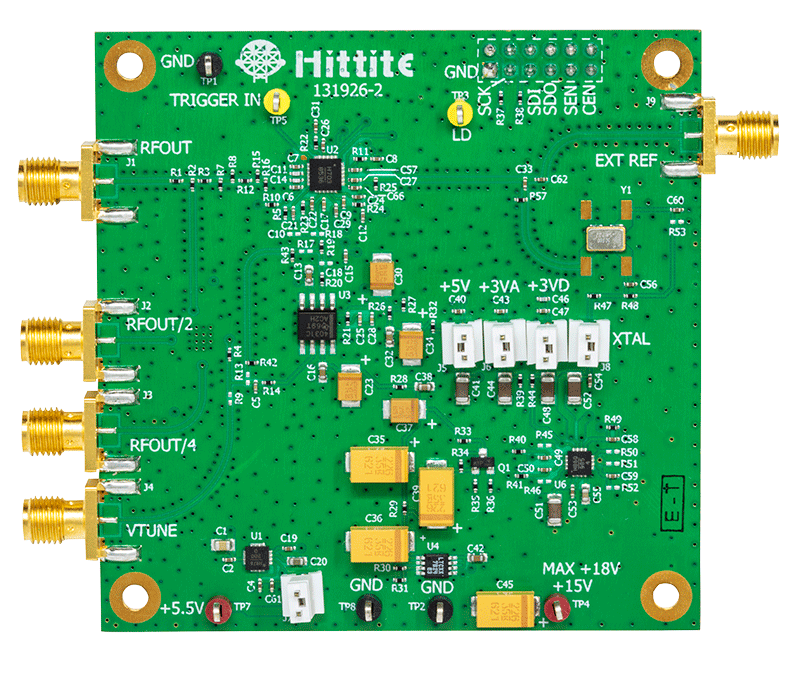 HMC703LP4E Evaluation Board - Top View