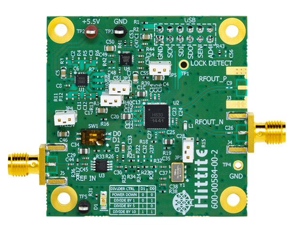 EVAL-HMC830LP6GE Evaluation Board - Top View