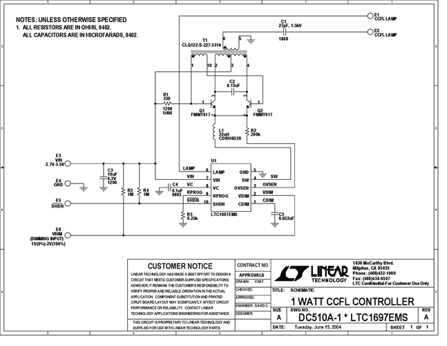 DC510A - Schematic