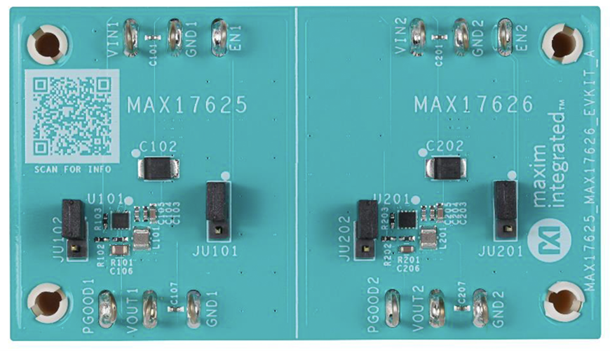 MAX17625EVKIT, MAX17626EVKIT: Board Photo