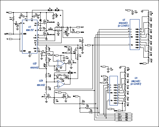Figure 2. This power-supply circuit generates 2.1V to 3.5V at 11.2A, for Pentium Pro microprocessor systems.