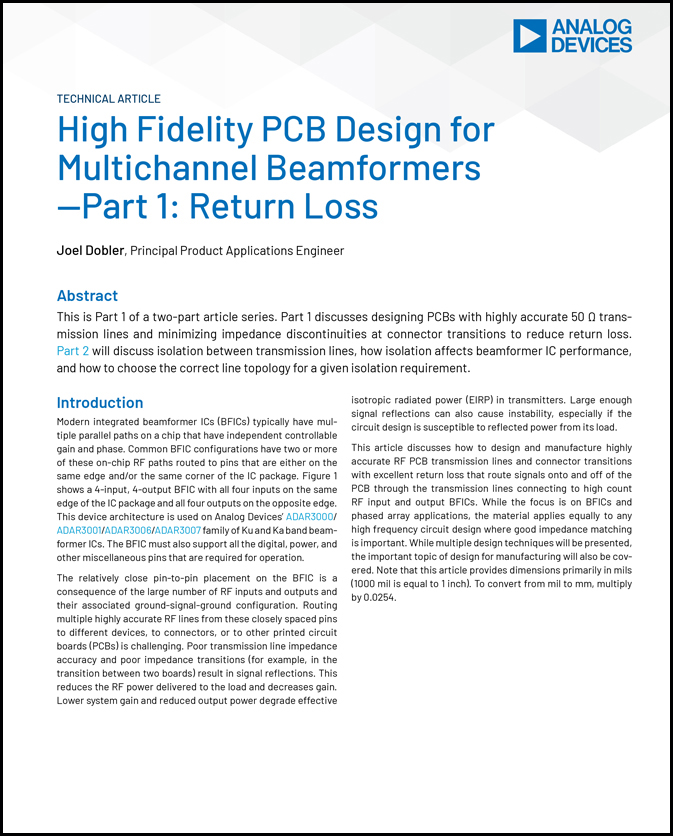 high fidelity pcb design for multichannel beamformers