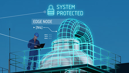Power station protected by cybersecurity from edge node to cloud